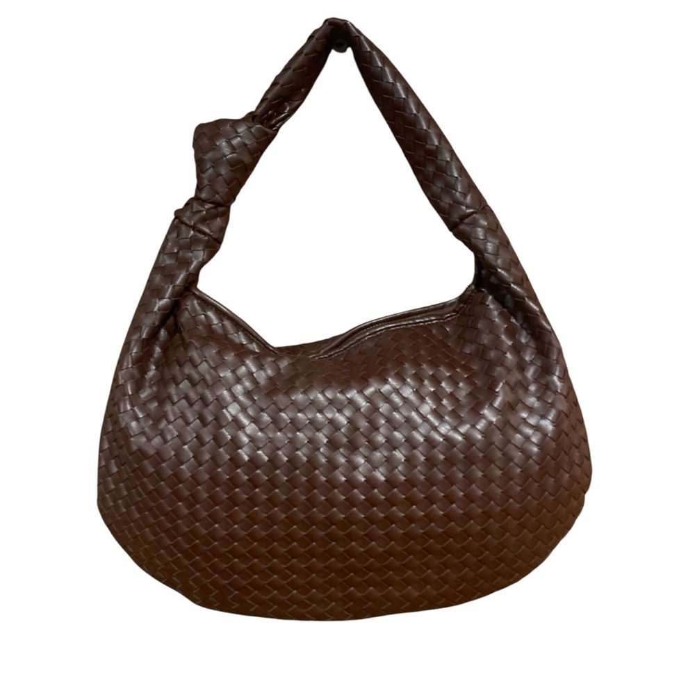 Melie Bianco Chic Brown Woven Recycled Vegan Hobo Bag